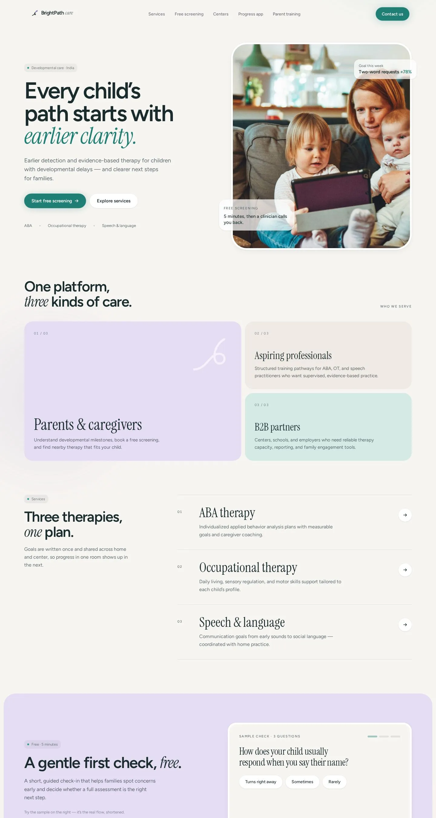 BrightPath Care, full homepage