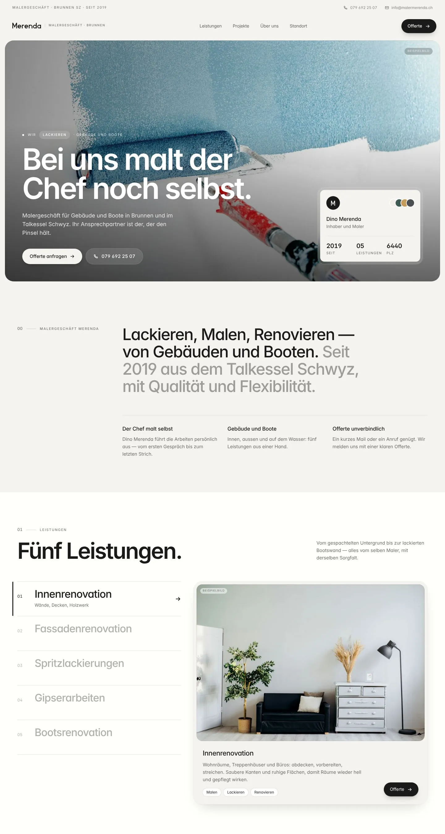 Maler Merenda, full homepage