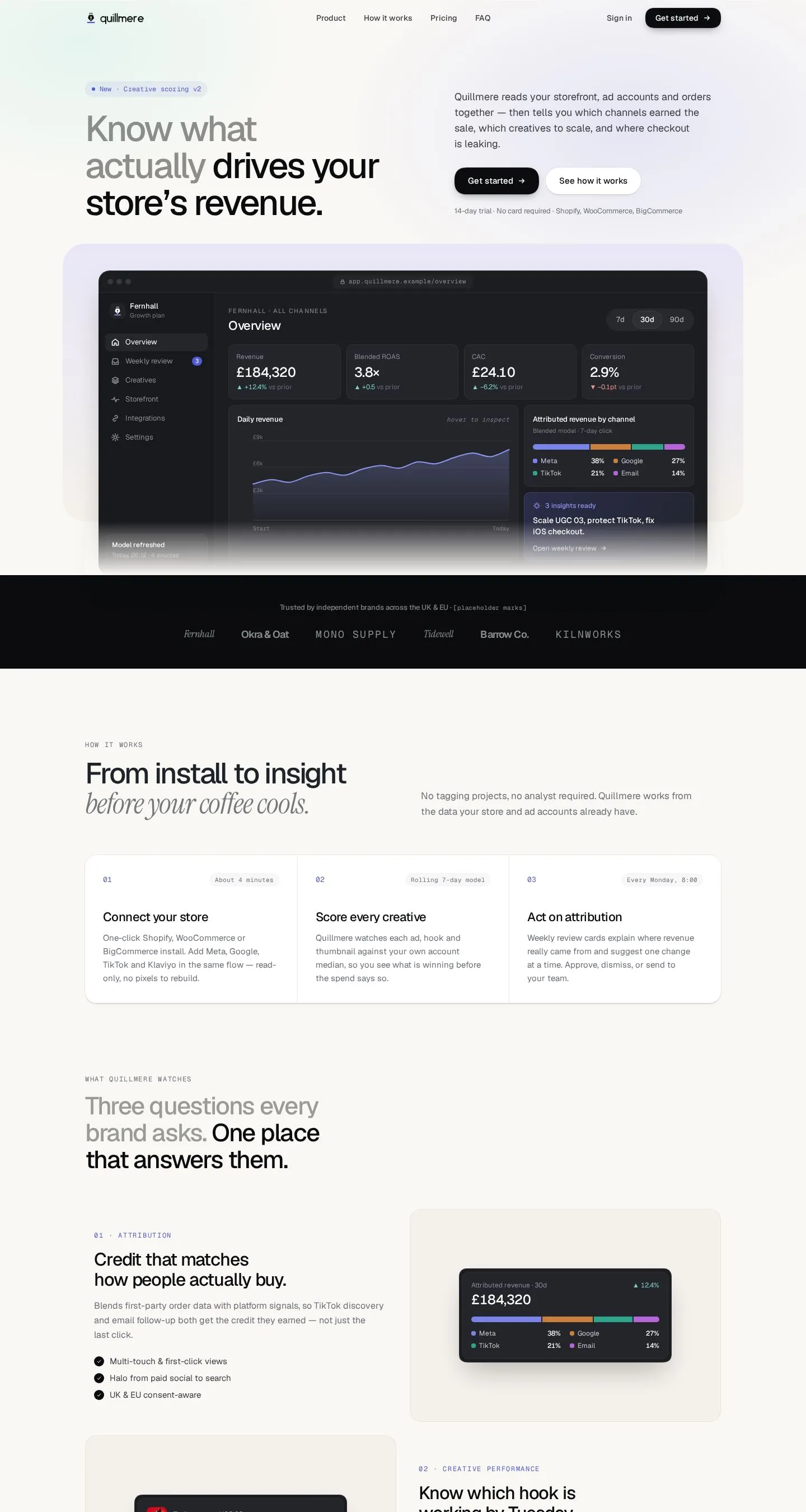Quillmere, full homepage